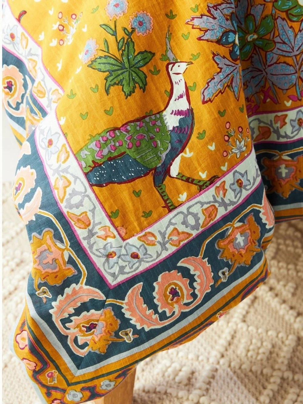 Anthropologie Peach Dot Floral Duvet Cover